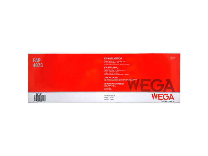 Filtro de Ar do Motor Wega para Peugeot Partner 1.6 16V Furgão
